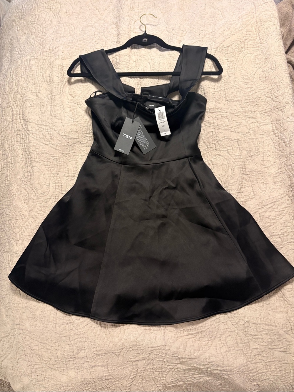TEN By Babaton - NWT Black Fit-and-Flare Satin Dress